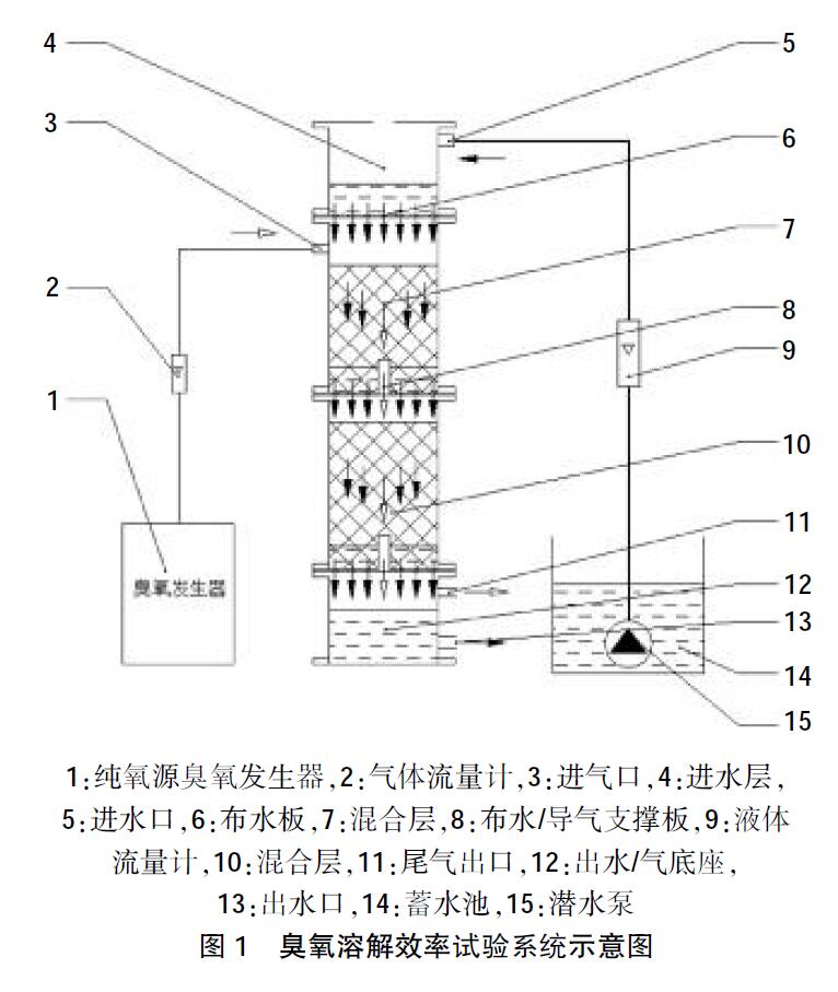 臭氧溶解效率試驗系統示意圖